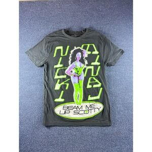 Nicki Minaj Beam Me Up Scotty Graphic T-Shirt Black Neon Green Mens Small